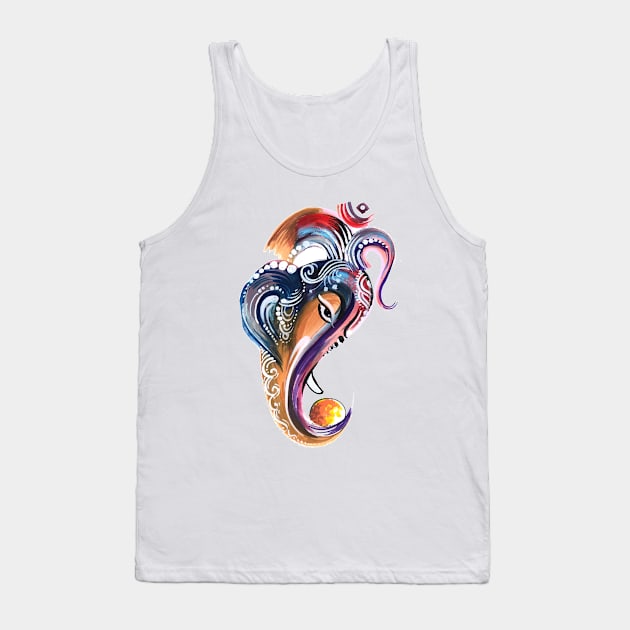 Elephant Head Watercolor Tank Top by Mako Design 